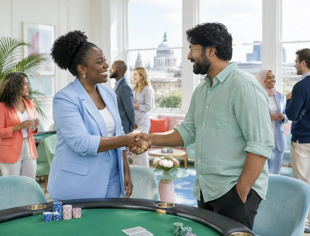 Two club organizers connecting in a welcoming community space